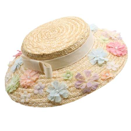 Straw hat vinate style with flowers