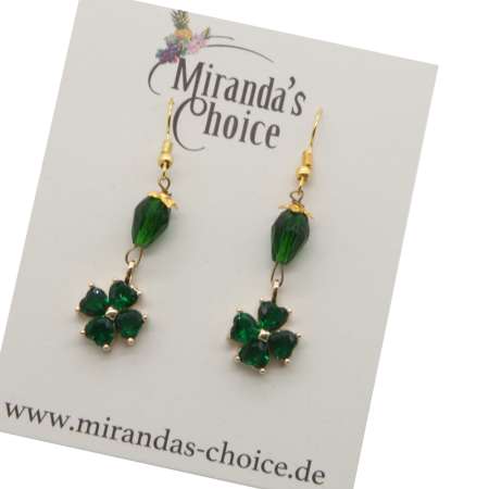 earrings vintage style emerald green