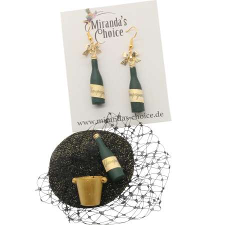 Champagne Star Set: Mini Hat & Earstuds