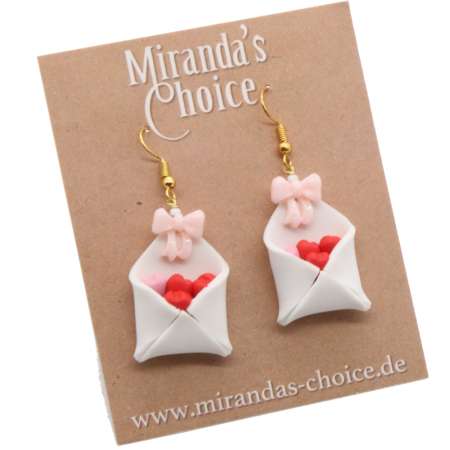 Earrings with love letter and hearts