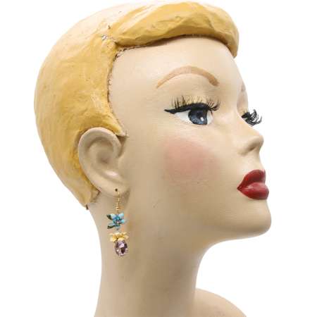 Head: glitter flower earrings rose