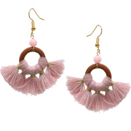 Tassel Earrings with Fringes in pink