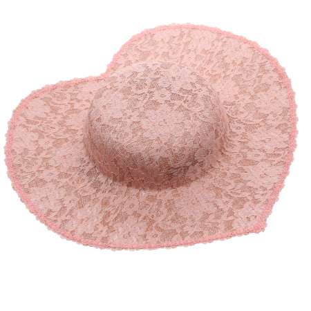 Cute flat heart hat in pink with lace