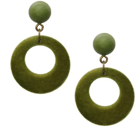 Earrings with olive green rings