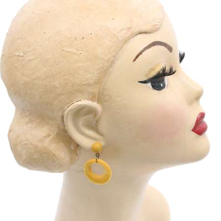 Head with Yellow ring earrings - vintage style earrings