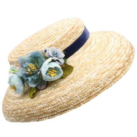 Straw hat mushroom shape light blue flowers