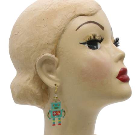 süße Ohrringe blau retro Spielzeug