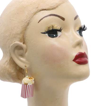 head with Popcorn Earrings in Red and White