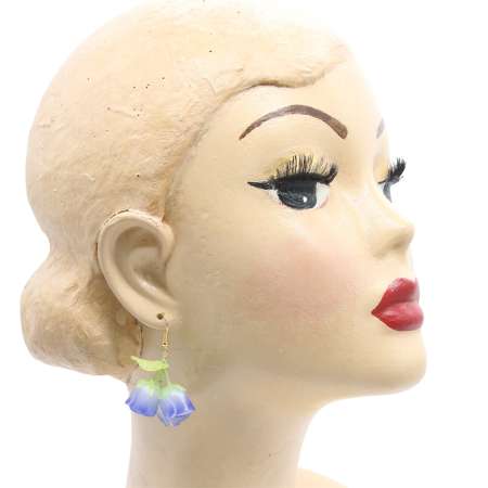 Head with  Blue flower Earrings