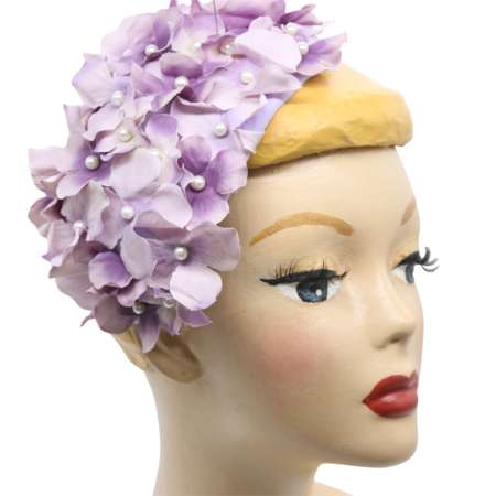 Lilac Hydrangea Fascinator - Vintage Style Half Hat