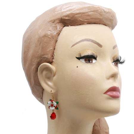 Head: blossom vintage green red white earring