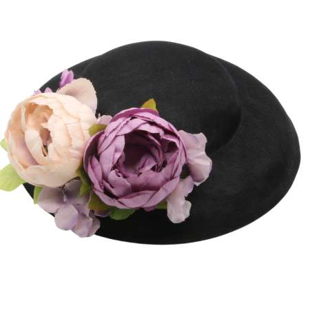 Hat big black vintage corsage flowers vintage