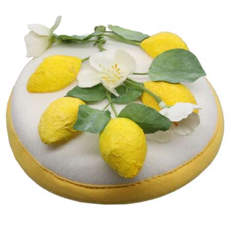 fascinator in white with yellow lemons