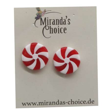 candy earrings red white