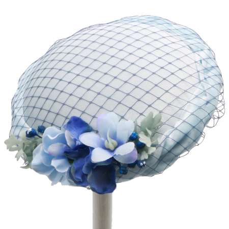velveteen circle hat light blue vintage round