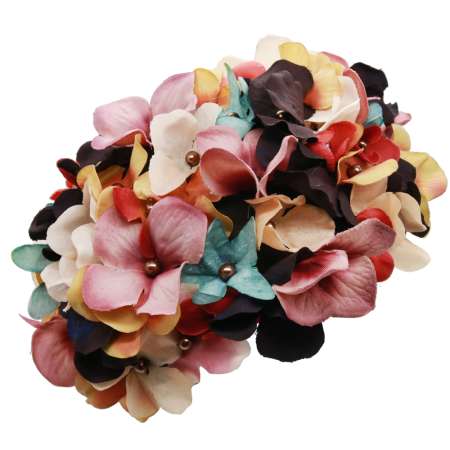 Fascinator embroidered with colourful hydrangeas - Vintage Style Half Hat