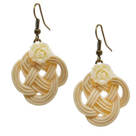 Chinese Knot - Beige Vintage Style Earrings