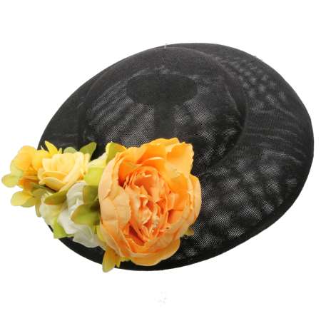 Schwarzer grosser Hut mit gelber Ansteckblume zum Wechseln