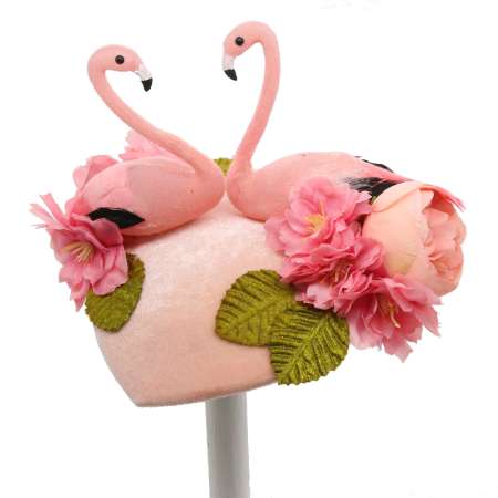 Fascinator: Flamingos auf Herz
