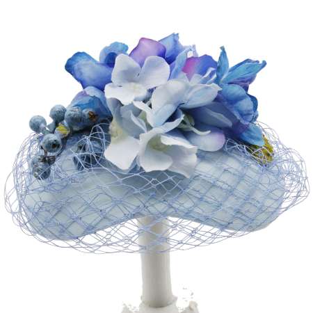 half hat vintage style light blue flowers