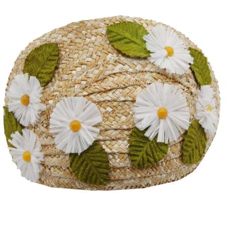 Half half hat made of straw with daisy flowers