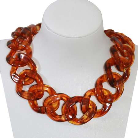 Acrylic chain with large links - looks like amber/ horn