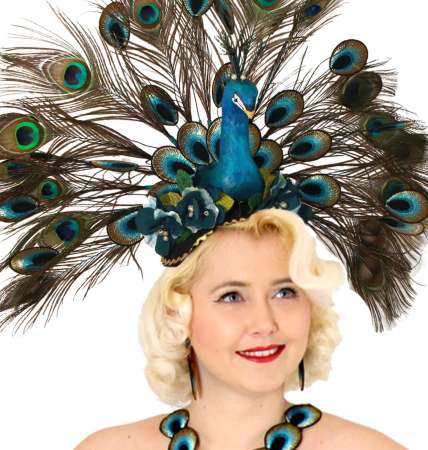Big peacock headdress with feathers