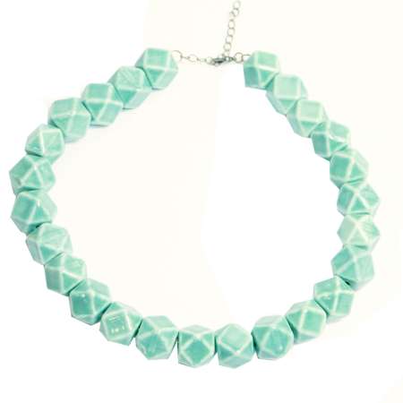 Necklace in Mint Green with Geometric Throws