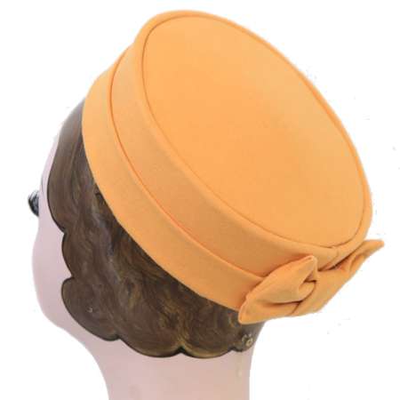 pillbox ochre bow vintage hat