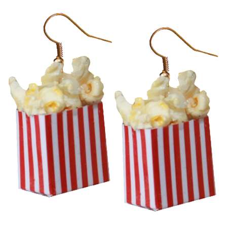 Popcorn Bag Earrings in Red and White