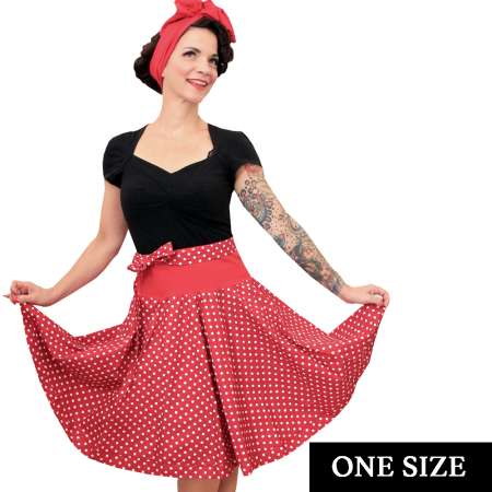 Circle Skirt Red White Polka Dots