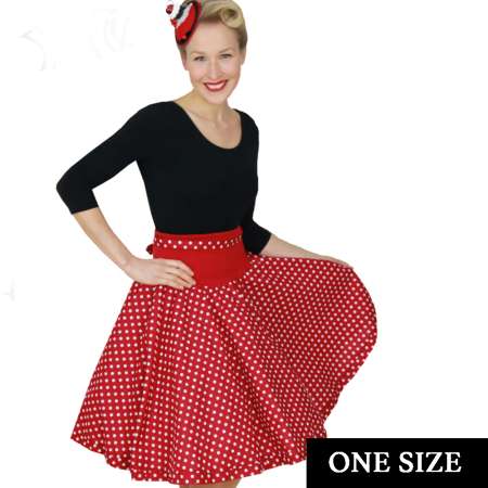 Circle skirt red white dotted i