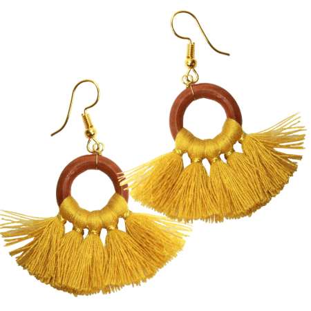 Earrings with yellow fringes / tassel