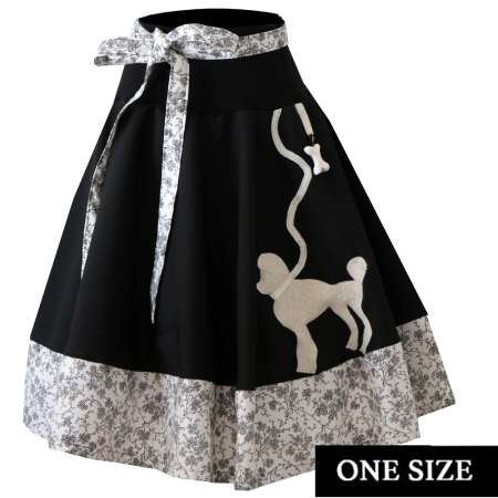 circle skirt in black with poodle in white - one size