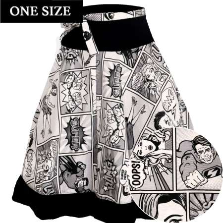 Circle skirt with comic black white - one size