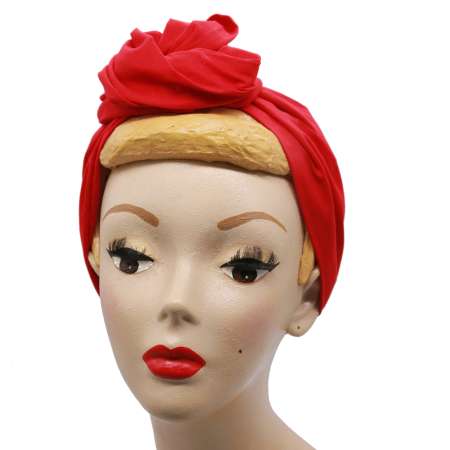 dressed, as a knot: Red turban hair band with wire