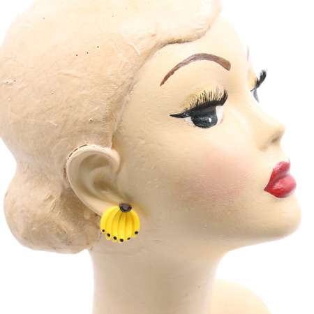 Head with Bananas - Vintage Look Stud Earrings 