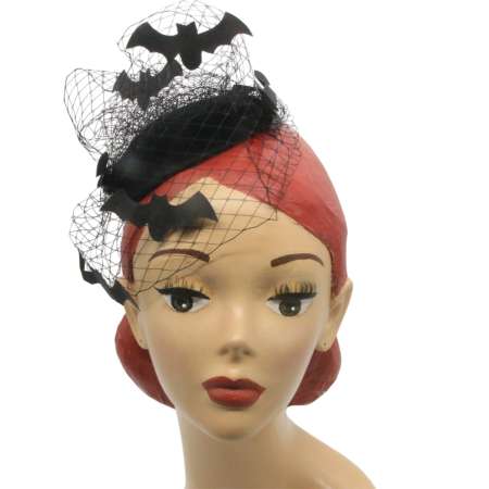 fascinator veil with bats halloween