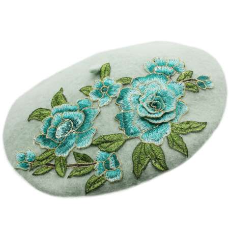 Barett wolle mint grün blumen wolle vintagebestickt