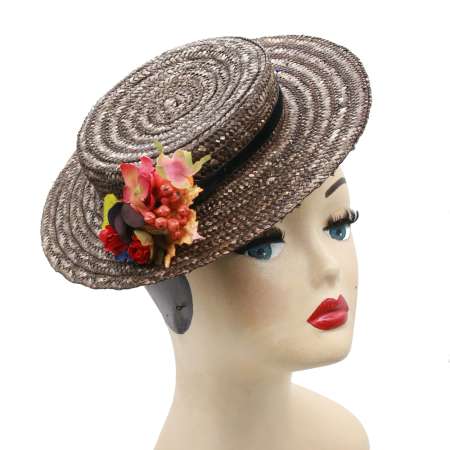 boater hat straw in brown