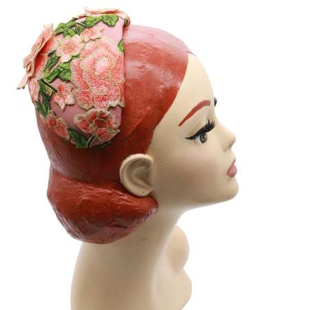 bandeau hat pink blossom vintage