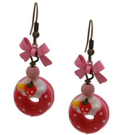 doughnut earrings pink