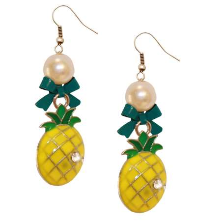 Earrings with yellow pineapple and bow