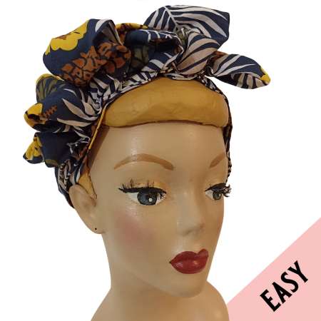 Turban Band vintage blau bunte blumen