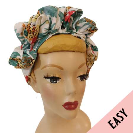 Turban Band vintage weiss mit bunten Blumen