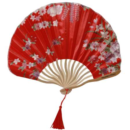 Fan in shell shape in red with flowers 