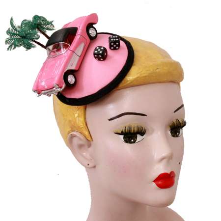 fascinator with pink old car