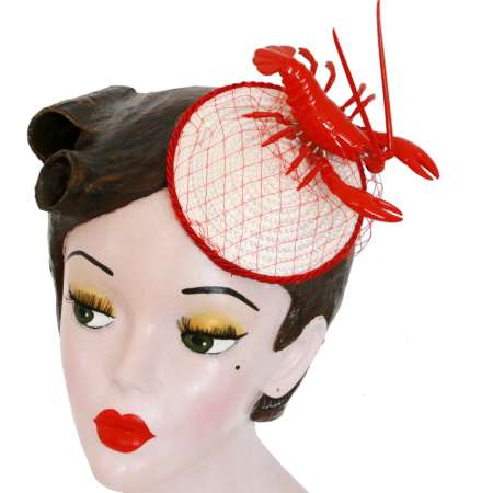 fascinator hummer rot weiß schleier