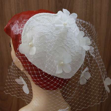 White Heart Shaped Bridal Hat 02