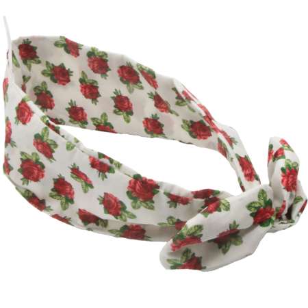 Bandana red roses on white